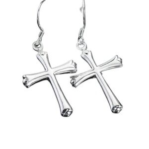 Dainty Sterling Silver Cross Drop Earrings Meaningful Christian Gift for Her
C3